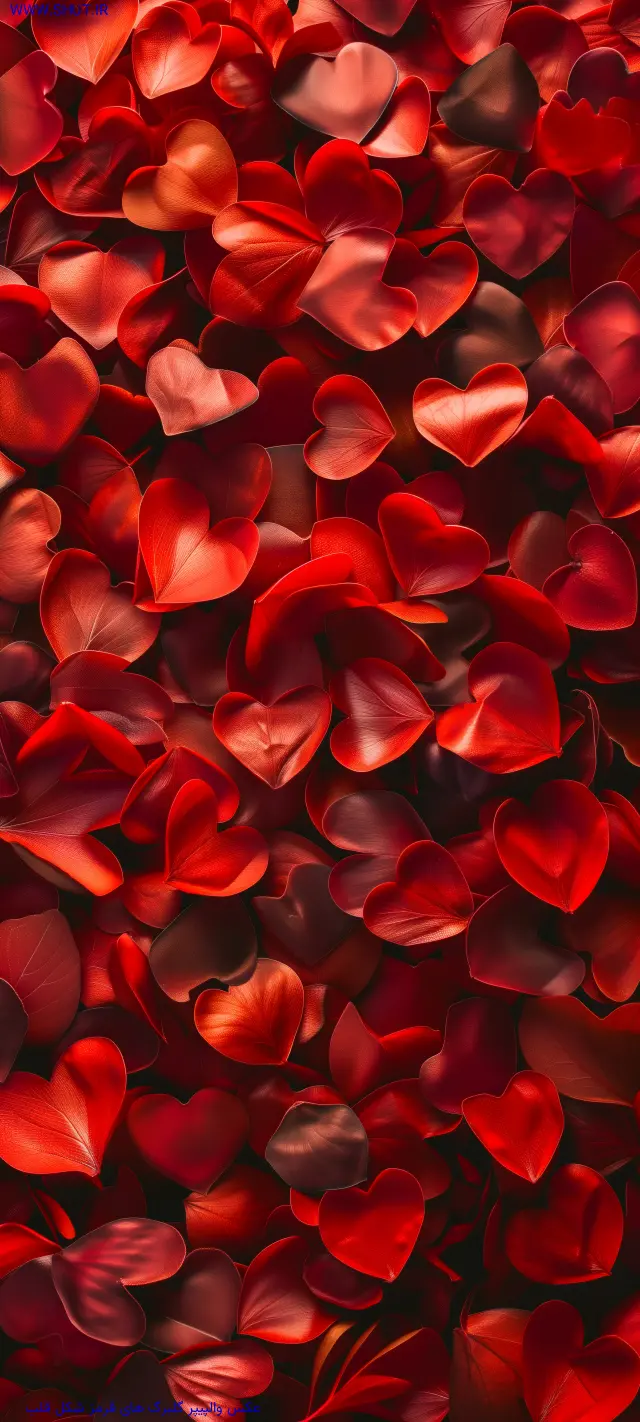 عکس والپیپر گلبرگ های قرمز شکل قلب