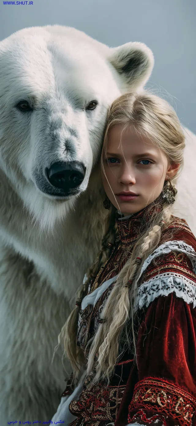 عکس والپیپر دختر روس و خرس