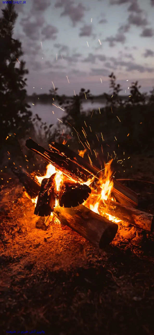 والپیپر آتش هیزم در طبیعت