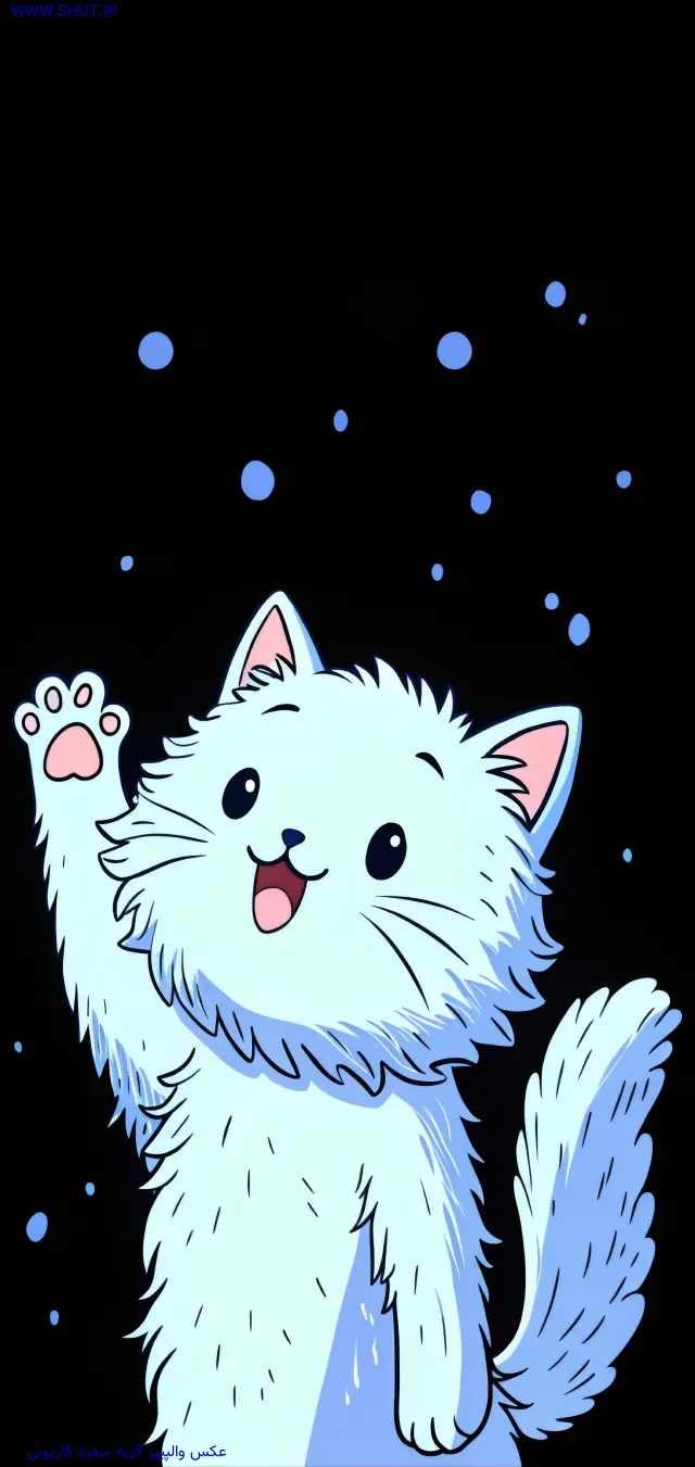 عکس والپیپر گربه سفید کارتونی