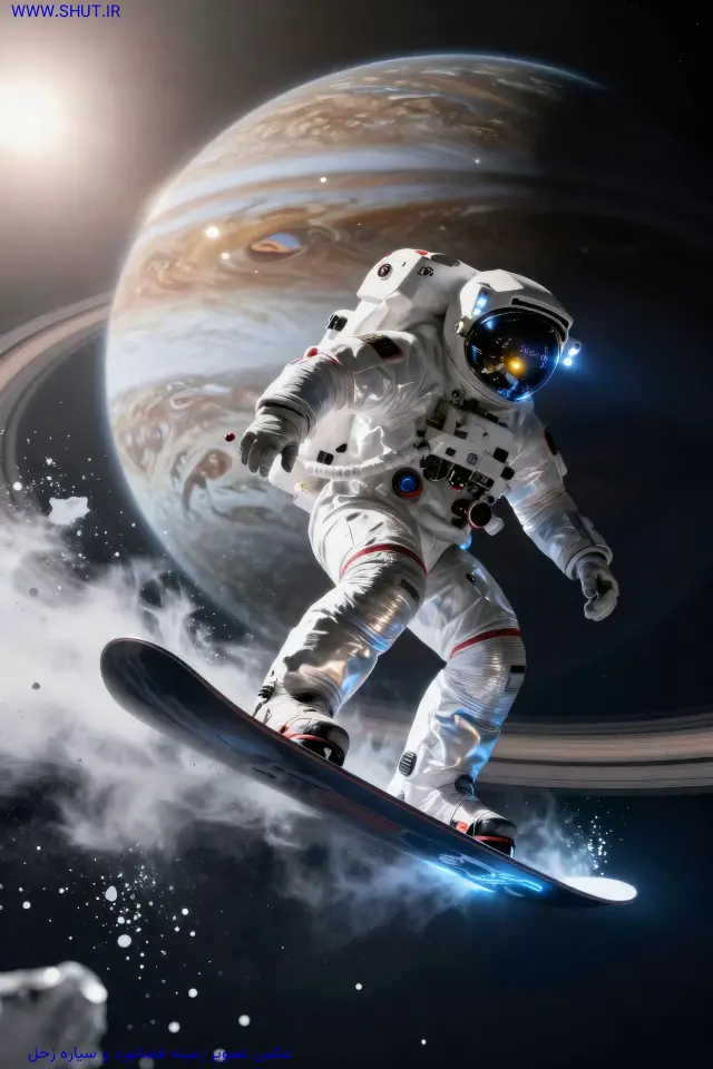 عکس تصویر زمینه فضانورد و سیاره زحل
