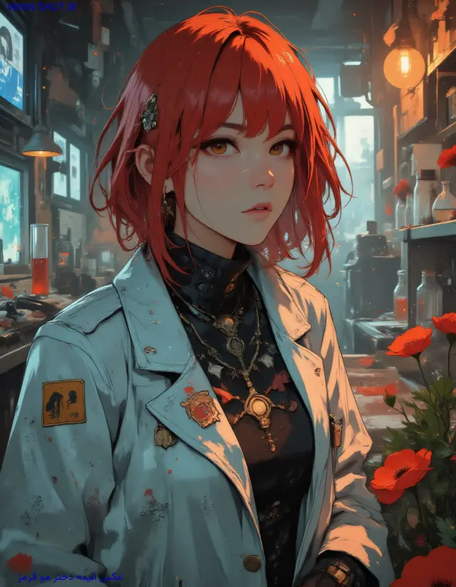 عکس انیمه دختر مو قرمز
