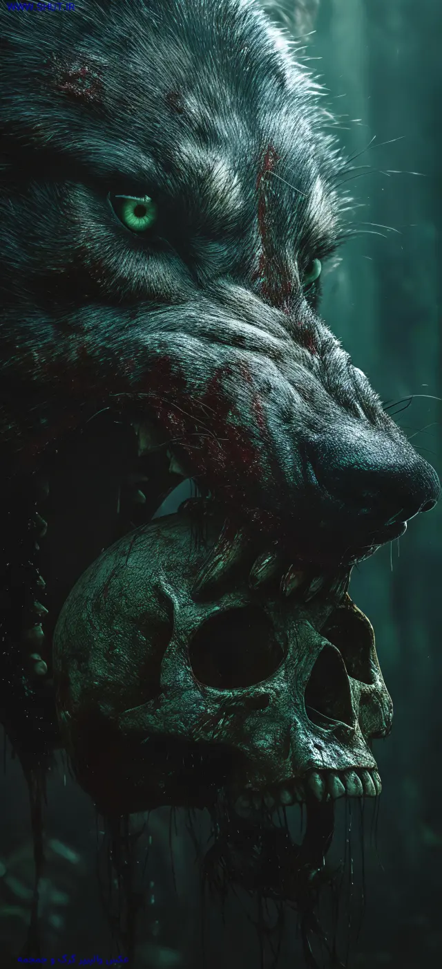 عکس گرگ در شب مهتابی