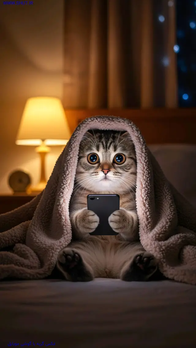 عکس گربه با گوشی موبایل