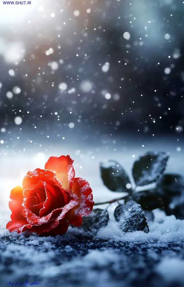 عکس گل رز در برف